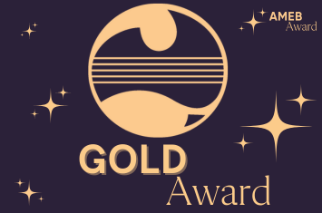 "Gold Award" logo and AMEB circle logo
