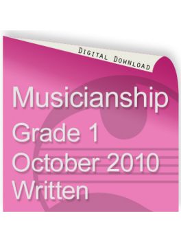 Musicianship October 2010 Grade 1 Written